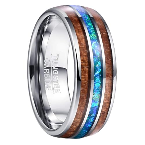 Vakki Koa Wood Ring with Blue Inlay