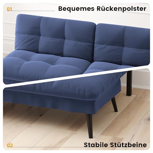 Miniatura 7 de Comhoma Sofá Cama Con Función De Sueño, Funda De Futón, Sofá Cama, Sofá Esquinero, Sofá Cama De Invitados, Sofá De 3 Plazas, Con Respaldo Ajustable De Tela Azul Oscuro