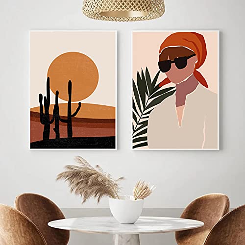 Peinture abstraite de visages pour un salon scandinave chaleureux 50x70