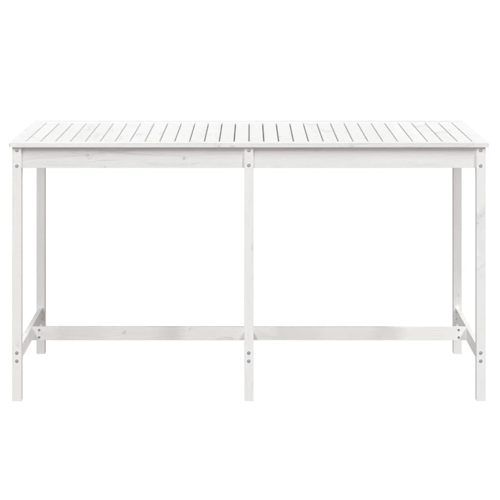 Klasyczny stół ogrodowy z litego drewna sosnowego, biały, 203,5 x 90 x 110 cm, stabilna rama drewniana, wytrzymały blat stołu na napoje i przekąski, idealny na taras, do ogrodu i na balkon.