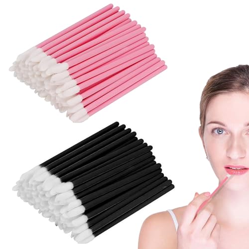 Lip Wands, 400 Pcs Lip Applicators Disposable for Lipstick Applicators Makeup Brushes Lip Gloss Applicator Wands Beauty Tool Kits (Black*200, Pink*200)
