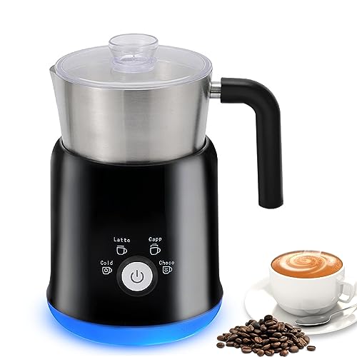 ミルクフォーマー 電動 ミルク泡立て器 ミルクフローサー 全自動 牛乳加熱 4モード切替 700ml 冷熱兼用 600W静音運転 お手入れ簡単 プロ牛乳加熱/カプチーノ/カフェラテ/モカ/ホットチョコレートに適用 家庭用 商業用 (黒)