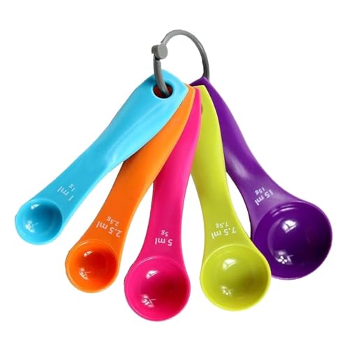 ZWWOGE Set di 5 Pezzi misurini dosatori,grammi cucchiaini dosatori cucchiai dosatori Colorati con Diverse capacità,misurini Cucina,cucchiai dosatori in plastica per Strumenti dosatori per polveri