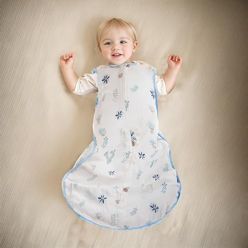 Image of Baby Sleeping Sack Muslin 0.5 tog Cotton 3-12 Months Summer Lightweight Toddler Wearable Blanket Sleeping Bag Thin Breathable Soft Infant Sleeper Sack 6-12M