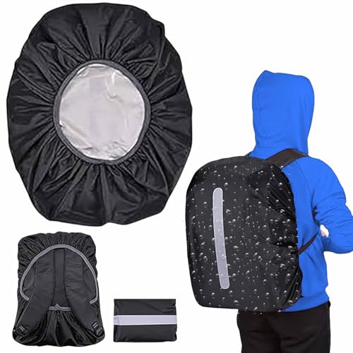 Capa de Chuva Impermeável para Mochila com Faixa Refletiva I Proteção Contra Água Poeira e Sujeira I Uso Escolar Viagem Caminhada Moto e Bike