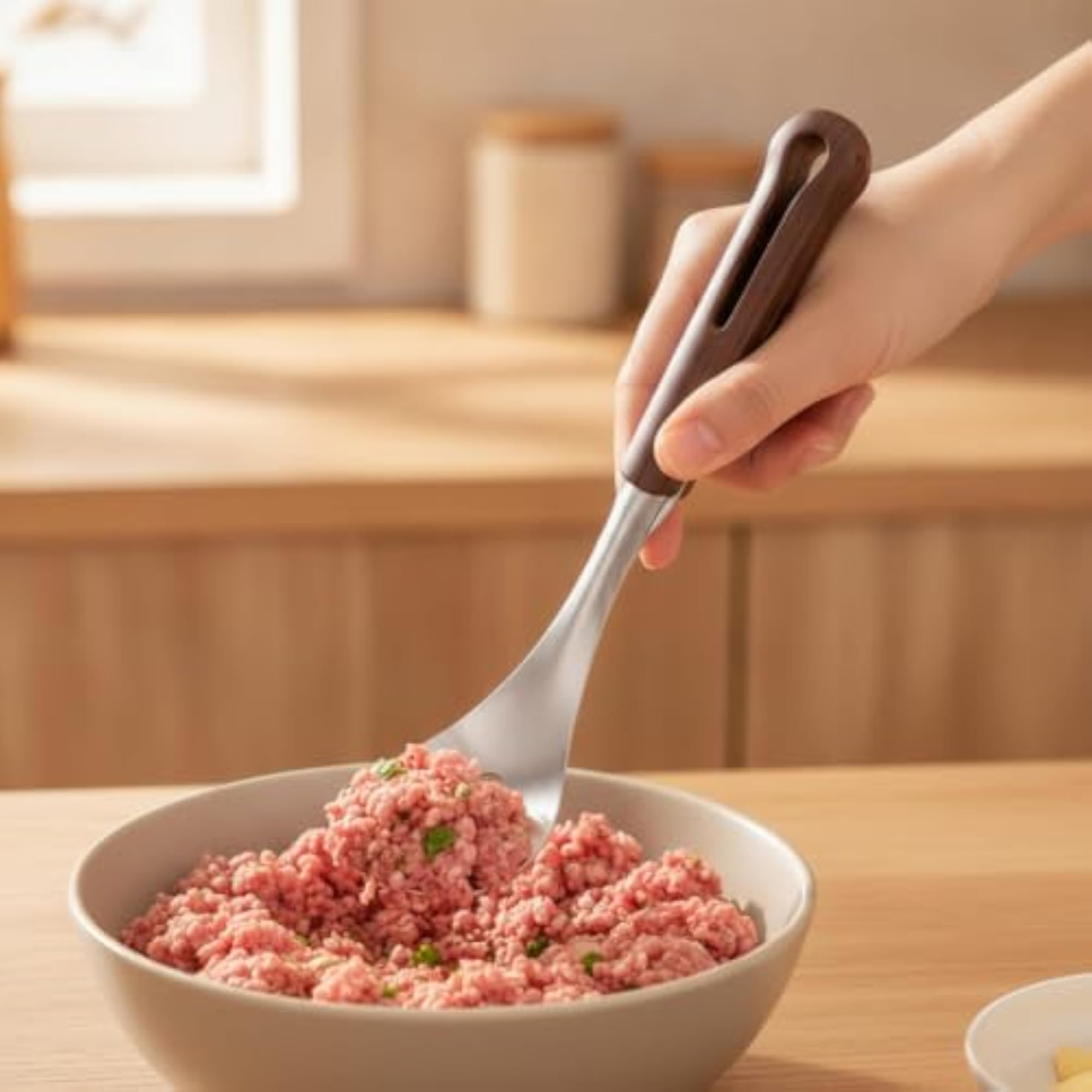 Rust Resistant Meatball-Making Spoon with Comfortable Grip