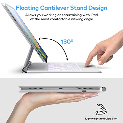 Image of Keyboard Case for iPad Air 13 (M4 2026 /M3 2025 /M2 2024) and iPad Pro 12.9 inch 6th /5th /4th /3rd Generation-Magic-Style Magnetic Keyboard Case with Multi-Touch Trackpad - Floating Cantilever Stand
