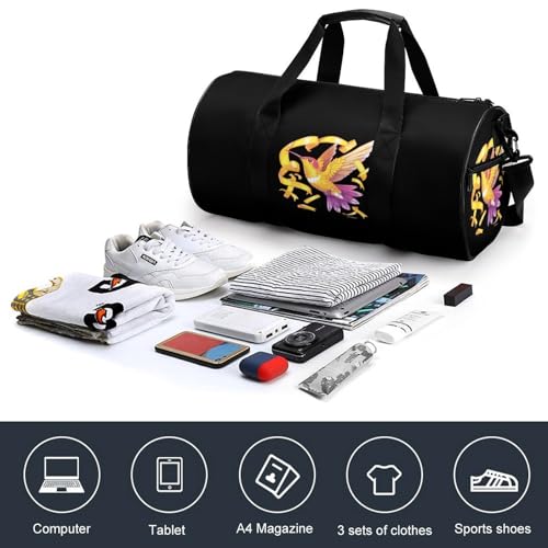 Hummingbird Ribbon Endometrial Cancer Awareness Gym Bag Lightweight Carry On Duffel Bag Athletic Sports Travel Bag Weekender Bag for Men Women4