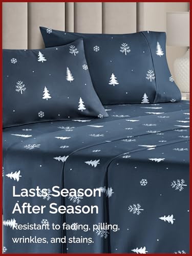 Twin Christmas Winter Sheet Set - Holiday Xmas Pattern Bedding Set - Deep Pockets - Snug Fit - 3 Piece - Wrinkle Free & Easy Care - Comfy Festive Winter - Holiday Sheets for Women, Men, Kids & Teens