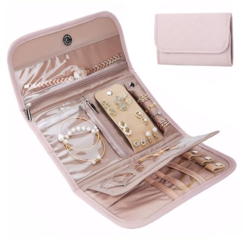 Rouleaux de bijoux pour les voyages, étuis de bijoux de voyage pour femmes, rouleau de bijoux de voyage, boîte de rangement de boucles d'oreille
