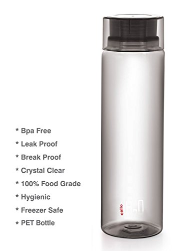 Image of Cello Delux Unbreakable Water Bottle Set, Set of 3, 1 Litre /22.8cm, Black