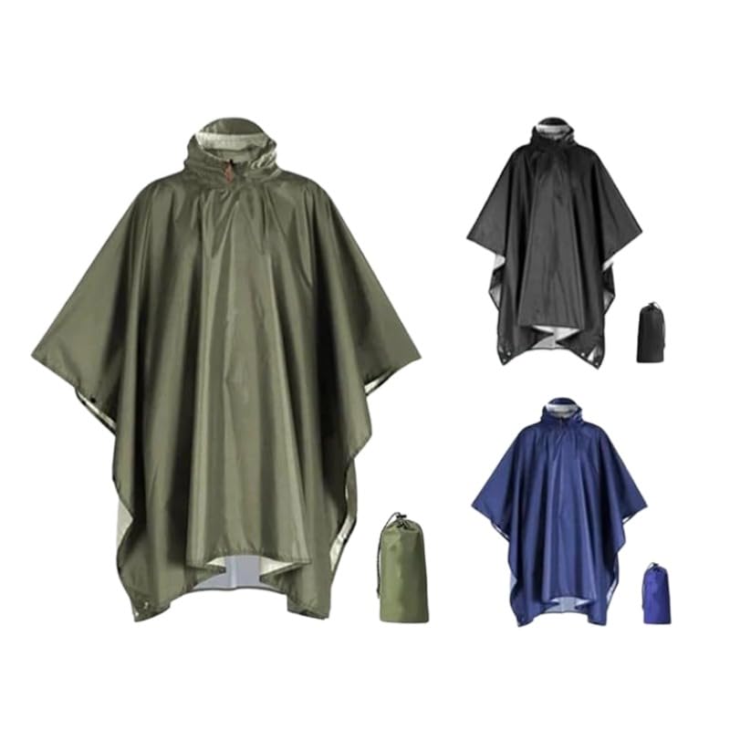 3 In 1 Multi-use Heavy Duty Rain Poncho for Backpacking Waterproof Lightweight Adult Camping Raincoat for Men Women