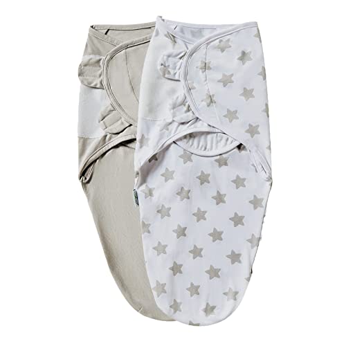 Image of Baby Swaddle Blanket, 2 Pack Newborn Swaddles 0-3-Months, Small-Medium Easy Change Infant Wrap, Infant Swaddling Sack, Adjustable Swaddle Blanket (Gray Stars)