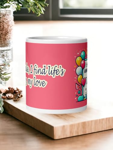 Image of Better Gift Flowers Happy Anniversary Wifey with Message Mug, Round Shaped Multicolor Themed Coffee Mugs, Mug for Gifting, Gifting Items for Family, Friends & Closed Ones
