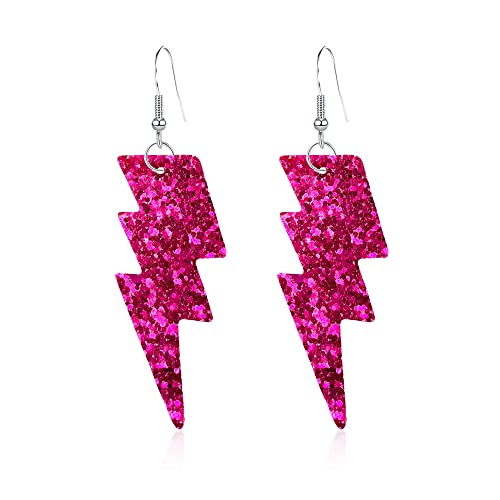 Punk Neon Earrings for Women Lightning Bolt Jewelry Retro Neon Earring Dangle Costume 80s Party