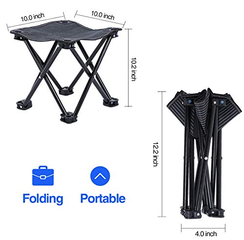 Mini Portable Folding Stool, Outdoor Folding Camping Stool, Picnic, Fishing, Travel, Hiking, Garden, Beach, Quickly-Fold Chair Oxford Cloth with Carry Bag 10” W x 10" D x 10.2" H - Thumbnail 5