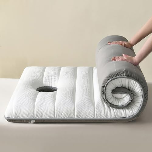 Surmatelas Table de Massage avec Trou Visage - Matelas Esthétique Épais Confort (Latex + Mousse), Tapis de Lit Cosmétique avec Élastiques de Maintien pour...