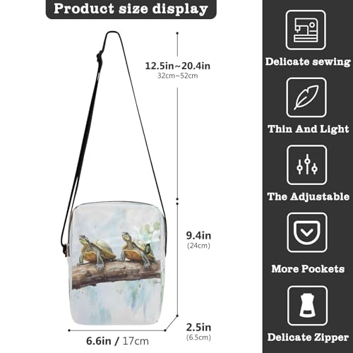 Crossbody Bag Cute Two Sea Turtles Messenger Bag for Women Men Purse Shoulder Bag Satchel Bag with Adjustable Strap 214B93583