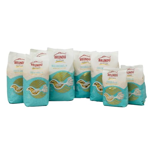 Brundu – Pasta seca artesanal italiana 8×500 g (4 kg), caja de formatos regionales SARDEGNA, sémola de trigo duro, secado lento, trefilado en bronce, idea de regalo