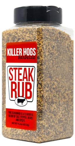 Killer Hogs Steak Rub | Championship BBQ and Grill Seasoning for Beef, Steak, Burgers, and Chops | Salt, Pepper, Herbs, and Spices | 16.2 Ounces