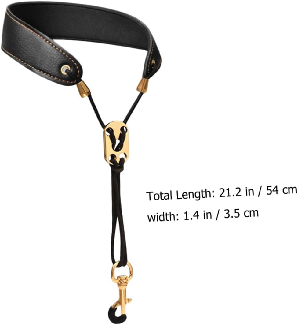 2pcs Saxophone Neck Strap with Logo, Black and White Adjustable Saxophone Belt Rope for Alto Tenor Soprano Sax and Clarinet, Practical Musical Instrument Harness for Style