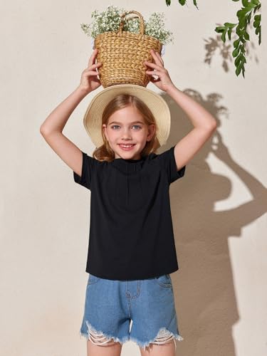 Image of Haloumoning Girls Pleated T Shirts Kids Summer Short Sleeve Fashion Tops Tees 5-14 Years
