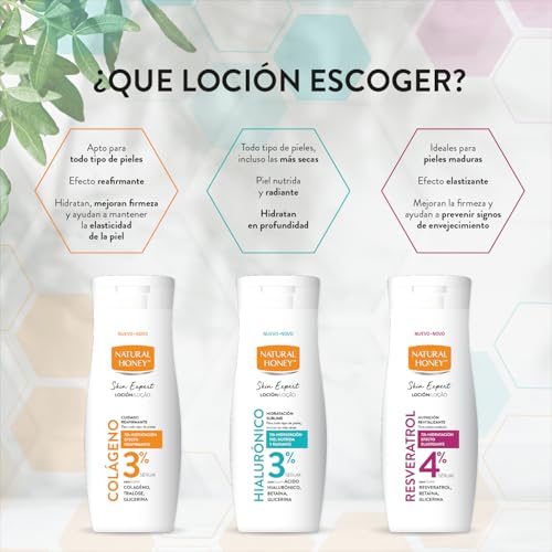 Miniatura 5 de Natural Honey, Skin Expert Loción Corporal con Colágeno, Efecto Reafirmante con 3% de Sérum Activo, 72H de Hidratación Profunda, Textura Ligera, Rápida Absorción, Apto para Todo Tipo de Pieles