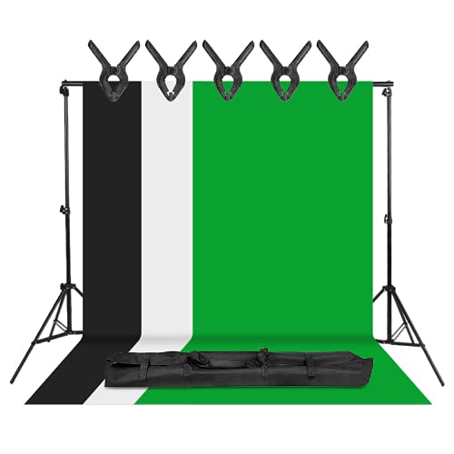PQXOER Fotografie-Hintergrund-Set, 2 x 3 m, verstellbar, Aluminium-Legierung, Hintergrund-Ständer, Fotohintergrund…