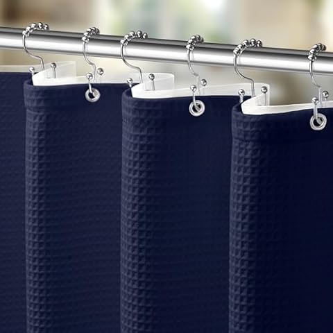 YellyHommy 3 in 1 Waffle Shower Curtain Set Cover