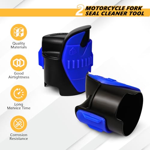 Image of 2PCS Motorcycle Fork Seal Cleaner Tool, Front Fork Seal Clean Tool, Universal Cleaning Shock Repairing Absorber Tool for 45mm-55mm, Dirt Bike Motorcycle Accessories (Blue)
