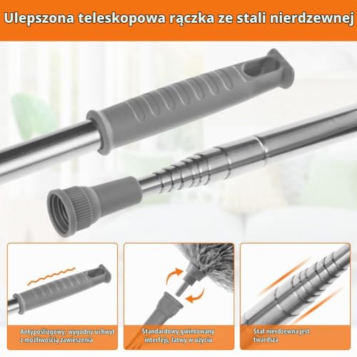 Vicloon Miotełka z piórami, 8 Miotełka z mikrofibry, odkurzacz szenilowy Odkurzacz Pajęczyna do kurzu Miotełka z długim uchwytem Wielokrotnego użytku Zginane, nadające się do prania Lekkie miotełki