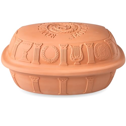 Römertopf Bräter 50 Jahre Jubiläums-Edition, 5 Liter Gänsebräter aus Naturton, ofenfest, hitzebeständig, Dampfgarprinzip für saftige Braten, ideal für Festtagsessen...