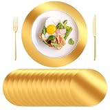 KesaPlan 100PCS 13in Round Gold Placemats, Disposable Paper Chargers Plate