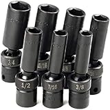 SK Hand Tools 33329 7-Piece 3/8-Inch Drive 6 Point Deep Swivel Fractional Impact Socket Set