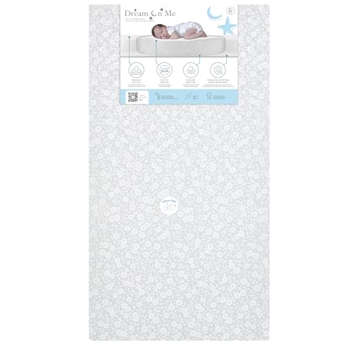 Dream On Me Little Baby 6 Inch Full Size Firm Fiber Crib and Toddler Bed Mattress Grey