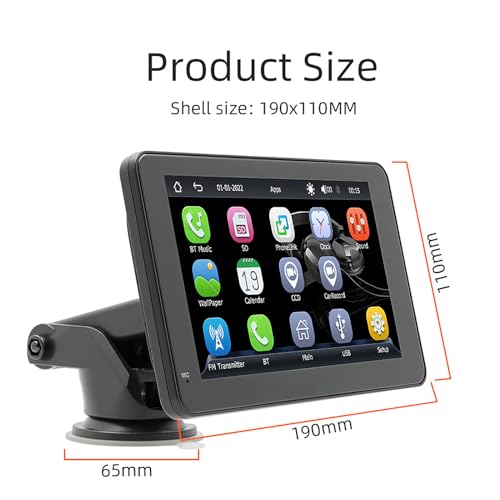 Pantalla para automóvil de 7 pulgadas con CarPlay, Android Auto y cámara de respaldo 3