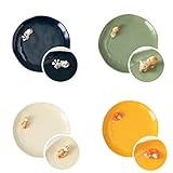 DIHOclub Cute Animal Ceramic Plates Set.The Dessert, Salad, Appetizer, Small Dinner Plate. Microwave, Oven, and Dishwasher Safe, Kitchen Porcelain Dish… (8 Inch, Cartoon,bear,fox,squirrel)