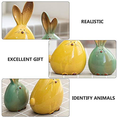 Balacoo VHHZ22CMAL905UAAANC11JK9 2Pcs Ceramic Rabbit Figurine Easter Bunny Figure Sculpture Ornaments Desktop Animals Ceramic Rabbit Statue Easter Party Favor Gifts thumb #8