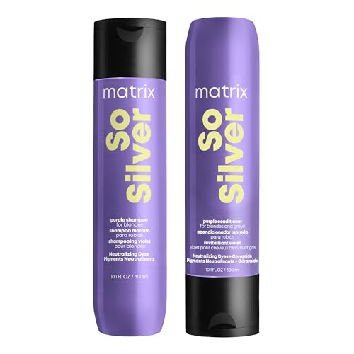 Matrix So Silver Purple Shampoo + Conditioner For Blondes, Silvers, Greys to Remove unwanted yellow undertones 2 x 300ml
