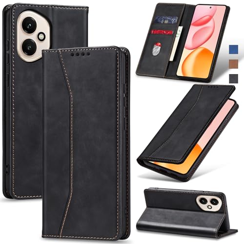 Image of Jasonyu Wallet Case for Honor 400, Flip PU Leather, Black