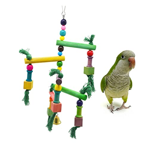 Angoily Wooden Toy Bird Swings Bird Chewing Toy Bird Toys Birds Toys Parrot Climbing Toy Wooden Swing DIY Parrot Toys Parrot Swing Climbing Toys Cockatiel Toys Ladder to Climb - Image 5