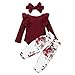 Nouveau-né bébé Fille Tenue côtelée à Volants Barboteuse + Pantalon à Fleurs + Bandeau Bowknot Ensemble Tenues Enfant en Bas âge Barboteuse pour bébé