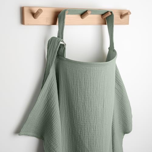Image of Comfy Cubs Muslin Nursing Cover - 100% Muslin Breastfeeding Cover for Moms - Soft & Breathable Baby Nursing Scarf with Adjustable Neck Strap - Portable, Lightweight & Privacy Coverage - Fern