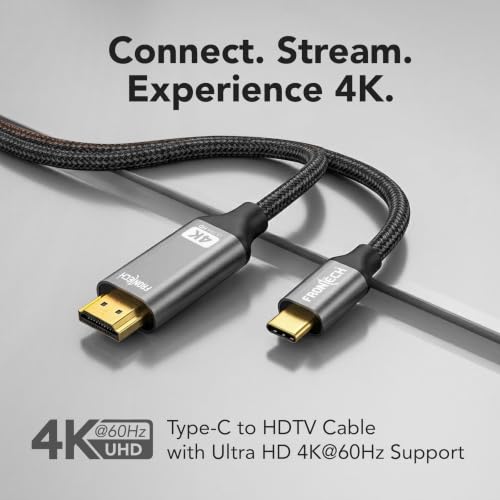 Image of FRONTECH Type-C to HDTV Cable - 1.0m Braided Ultra HD 4K@60Hz Adapter Cable with Gold-Plated Connectors (NC-0087)