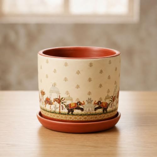 Image of Urban Upvan Decorative Terracotta Mug Shades Planter Pot for Home & Garden | Indoor Outdoor Flower Pot for Balcony, Living Room, Office & Table Decor (Pack of 1)