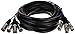 Monoprice 4-Channel XLR Male to XLR Female Snake Cable Cord - 20 Feet- Black/Silver with Metal Connector Housings Plastic and Rubber Cable Boots