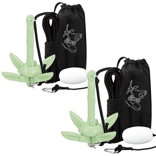 Image of Lounsweer 2 Pack 1.5 /3.5 lb Marine Kayak Anchor Kit Folding Grapnel Anchor Kit Boat Kayak Fishing Accessories for Small Boats Kayaks Canoe Paddle Boards