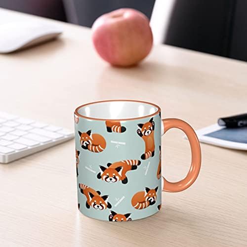 Hdadwy Red Panda and Bamboo Coffee Mug Funny Ceramic Mug Cup Tea Cocoa Mug Novelty Travel Milk Mug for Home Office, Birthday Retirement Gifts for Women Men Family Friend 11 OZ