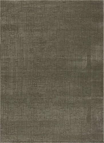 Hauteloom Pavilion Machine Washable Area Rug - Abstract Textured Distressed Faded - Solid Modern Contemporary Minimalist Transitional - Gray Green, Moss Green, Green, Gray, Brown - 5'3" x 7'
