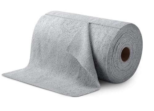 Image of Grey Microfiber Cleaning Cloth 1Roll 20 Sheet 4000+ Times Washable 10X Cheaper Than Paper Kitchen Towel Ultra Absorbent Lint Free Reusable Tear-Away Streak Free Multi-Purpose Use for Home